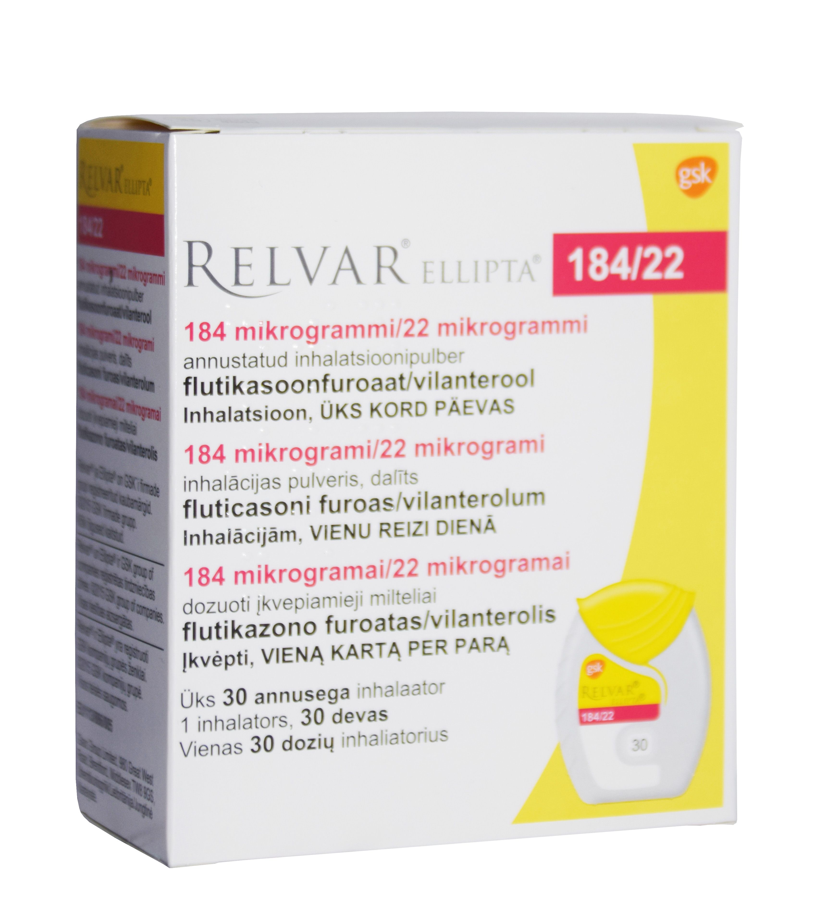 Relvar Ellipta +184mcg 22mcg · 30 kpl